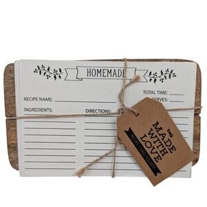Made with Love Recipe Card Set Mango Wood Made in India